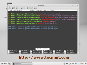 Open sources.list file