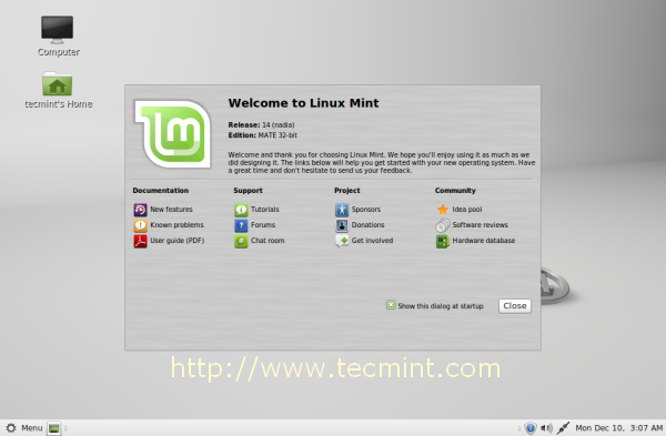 Linux Mint 14 Desktop