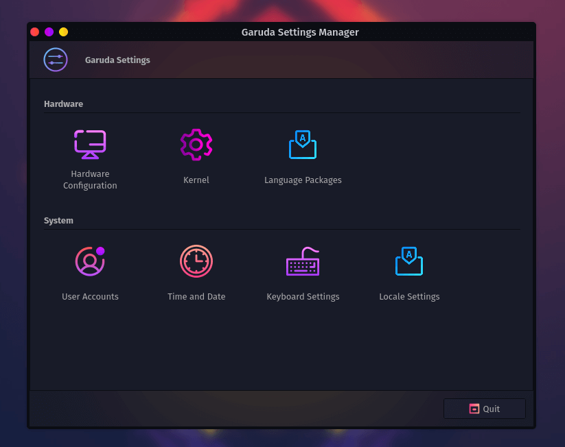 Garuda Settings Manager