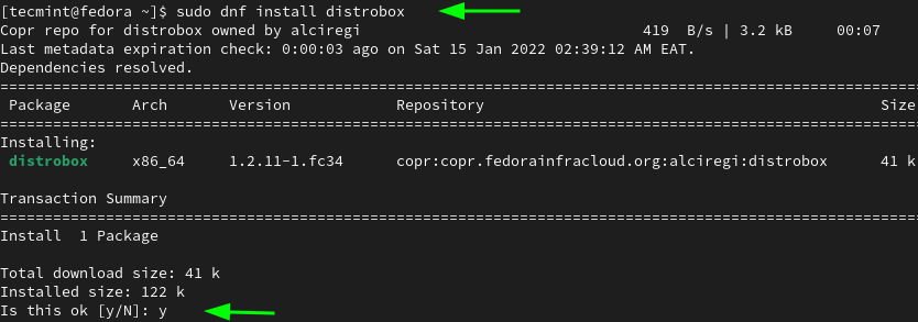 Install DistroBox from Copr Repository