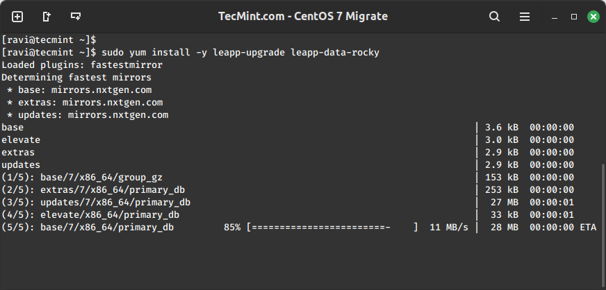 Install Leapp Upgrade Tool in CentOS 7