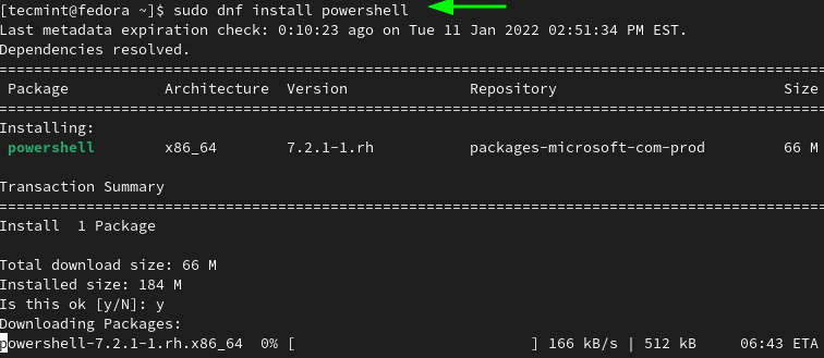 Install PowerShell on Fedora