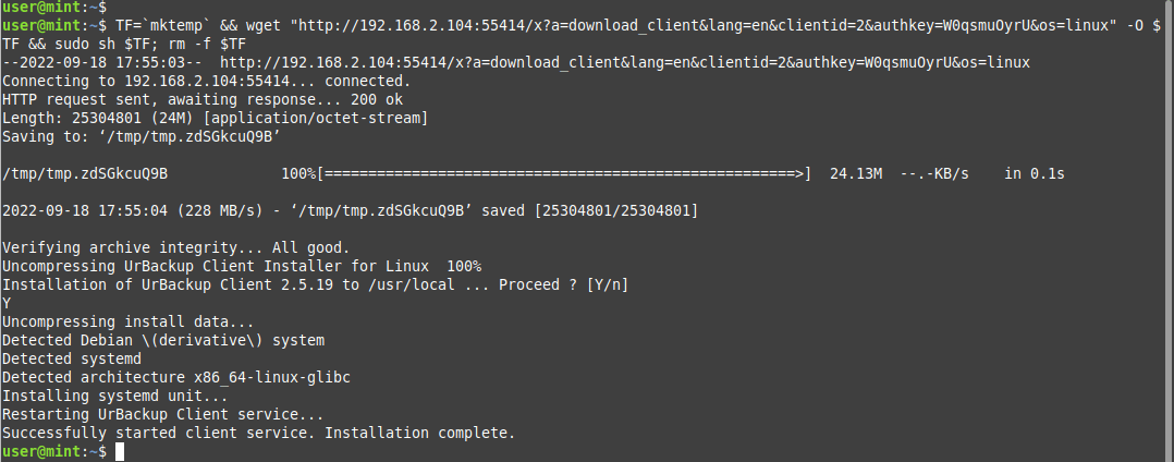Install Urbackup Client on Linux Mint