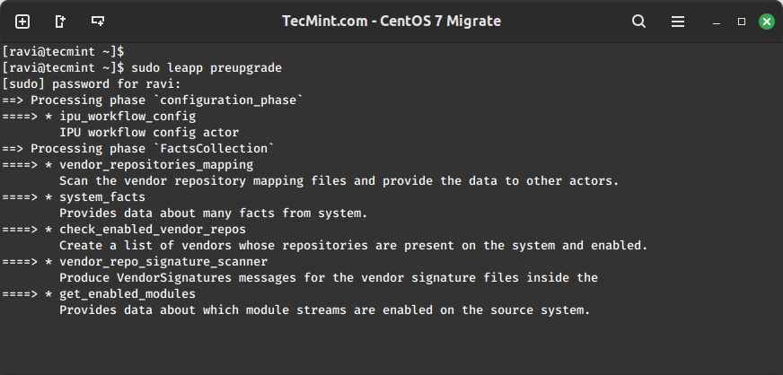 Run Pre Upgrade Checks on CentOS 7
