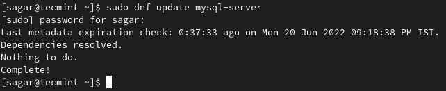 Update MySQL in Fedora