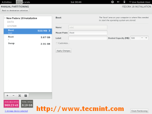 Fedora 18 Partition Table
