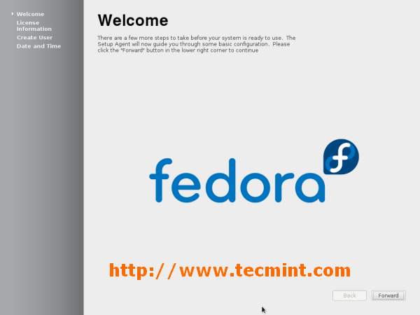 Pantalla de bienvenida de Fedora 18
