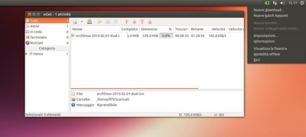 uGet Panel Menu