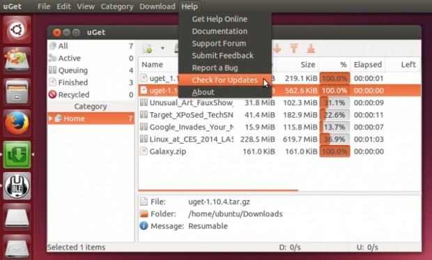 uGet Check For Updates