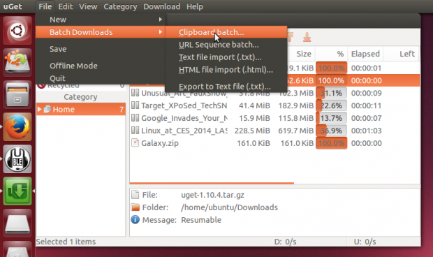 uGet Menu Clipboard Batch