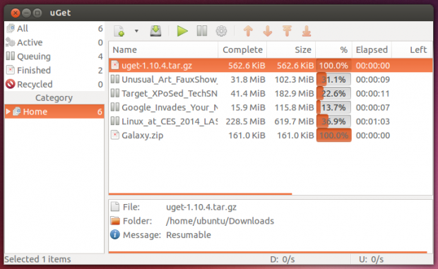 uGet Main Window