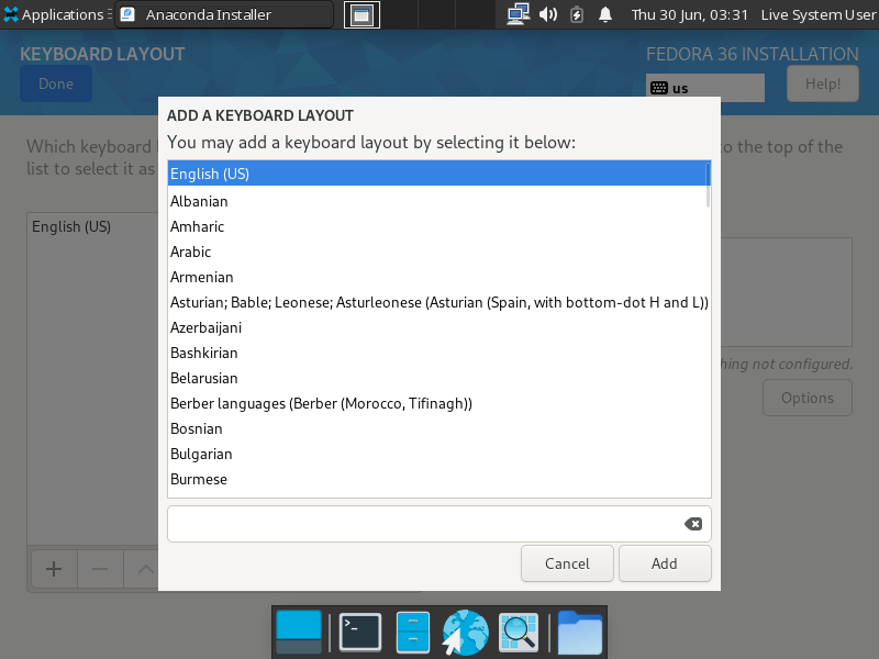 Choose English Keyboard Layout