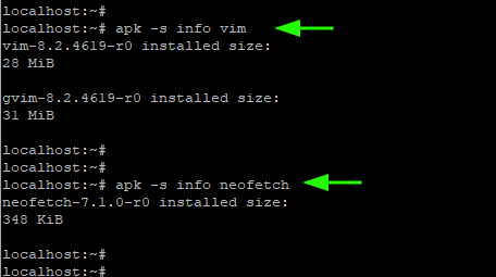 Find Installed Package Size in Alpine Linux