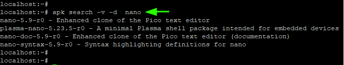 Get Package Description in Alpine Linux