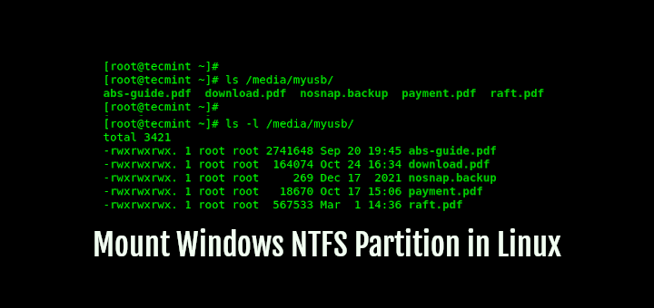 Mount Windows NTFS Partition in Linux