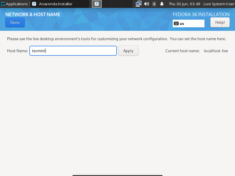 Set Network Hostname