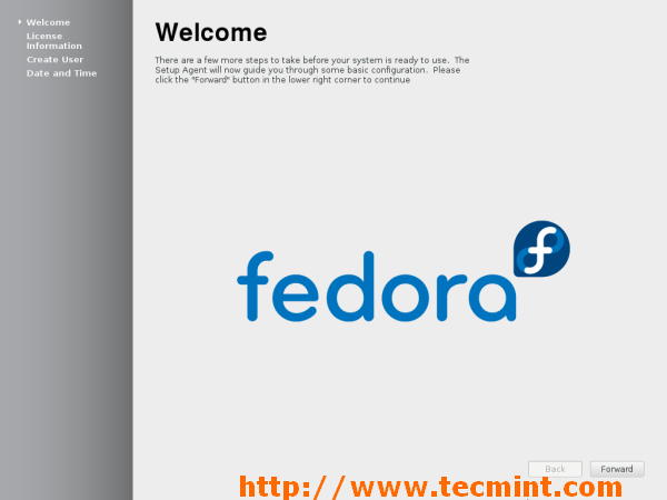  Pantalla de bienvenida de XFCE Fedora 