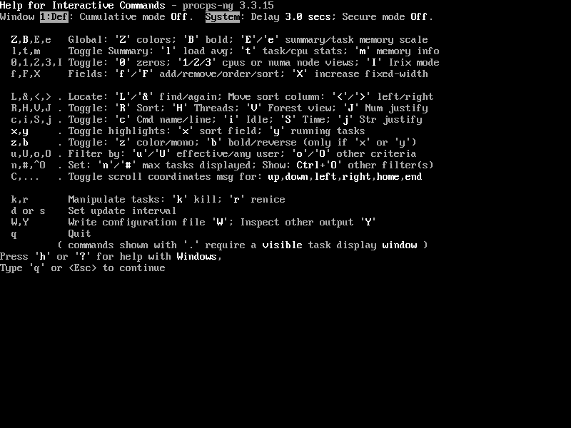 Linux Top Command Help