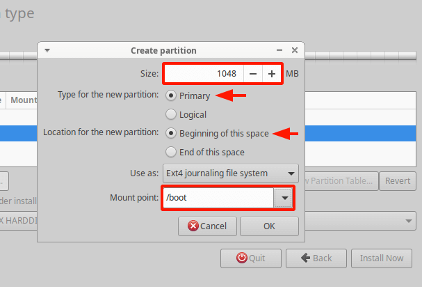 Create Boot Partition