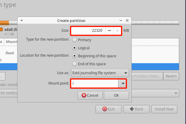 Create Root Partition