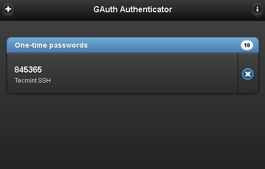 Google Authenticator One Time Password