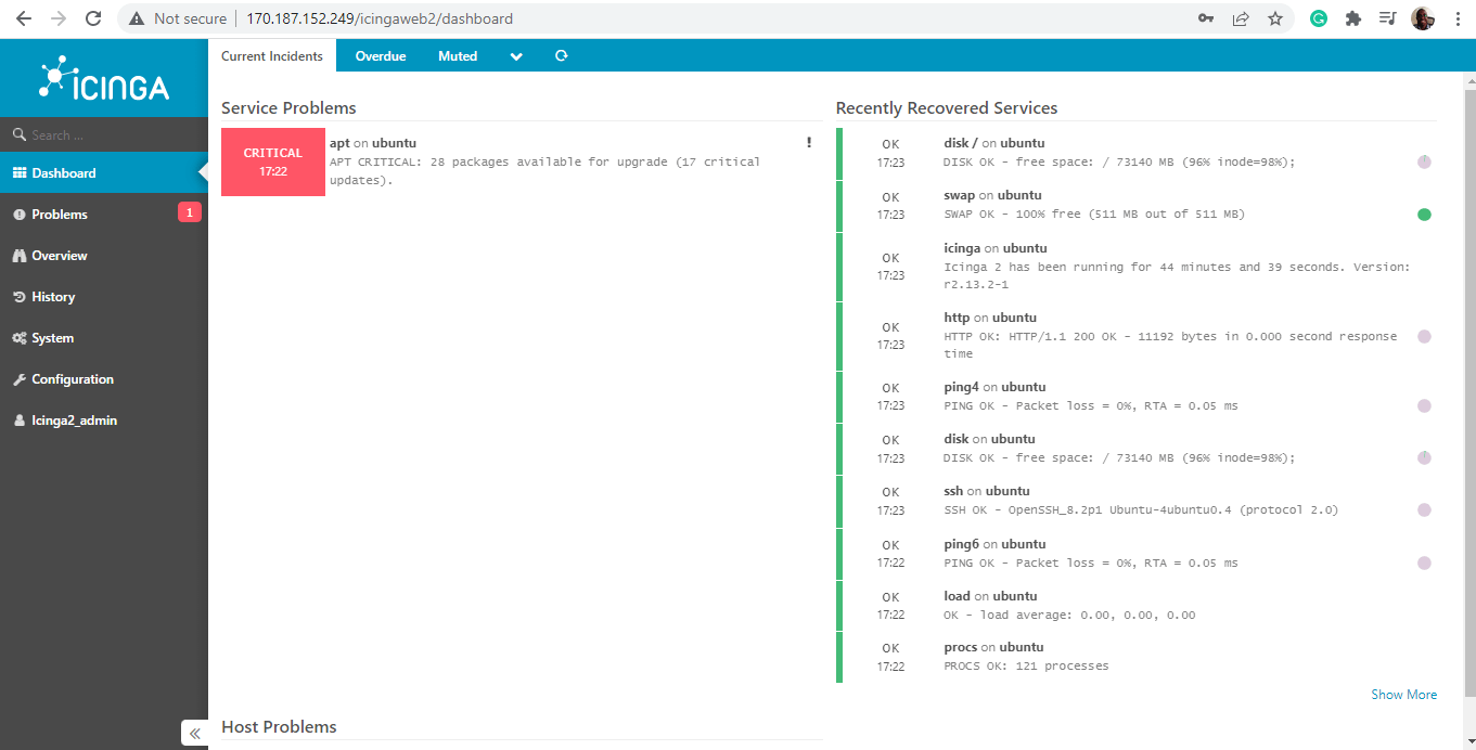 Icingaweb2 Dashboard