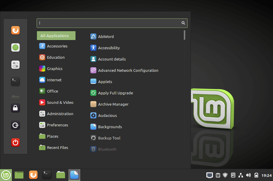 Área de Trabalho Linux Mint