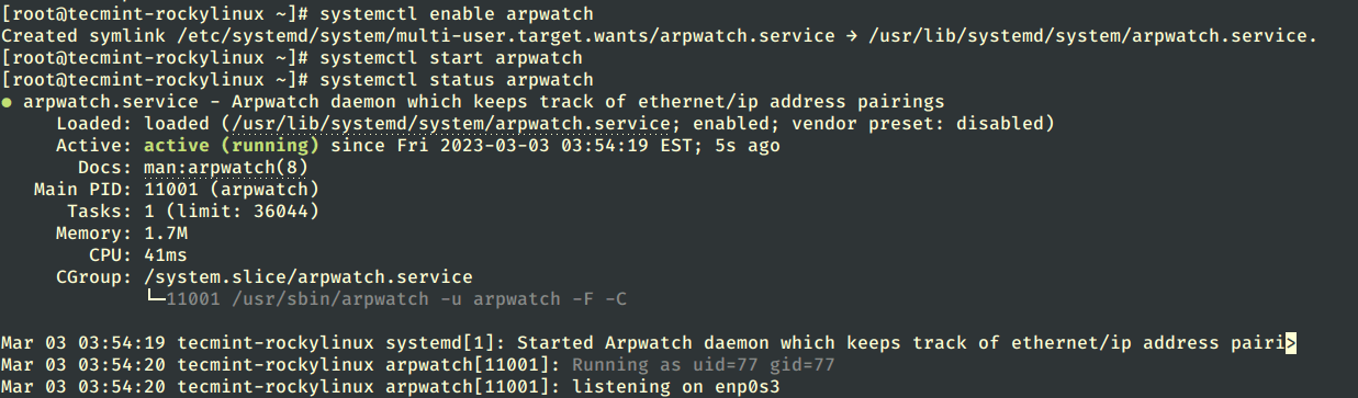 Start Arpwatch Service