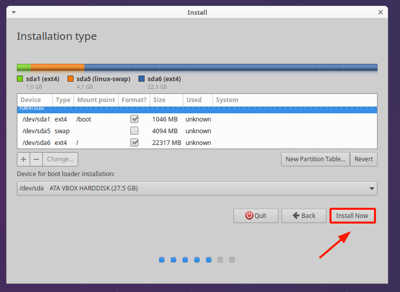 Summary of Partition Table