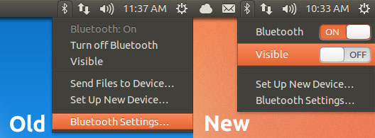 Nuevo menú de Bluetooth de Ubuntu