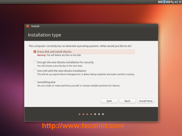 'Erase disk and install Ubuntu'