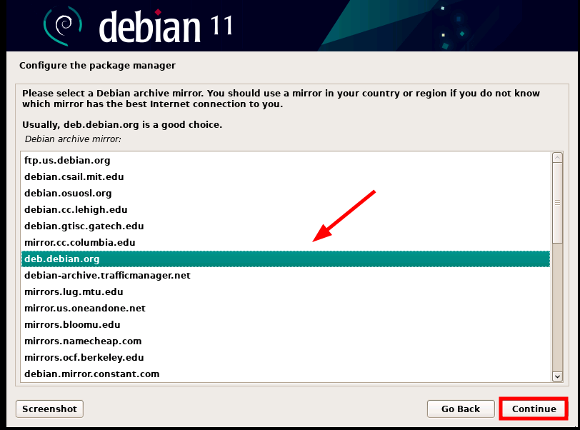 Choose Debian Mirror