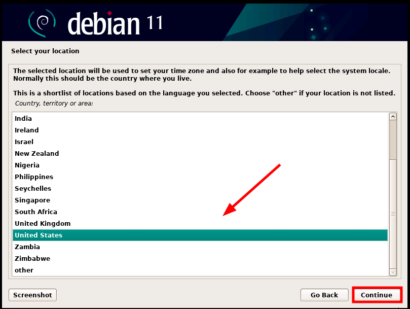 Debian 11 Location