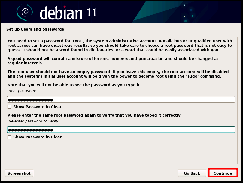 Debian 11 Root Password