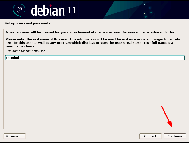 Debian 11 User Name
