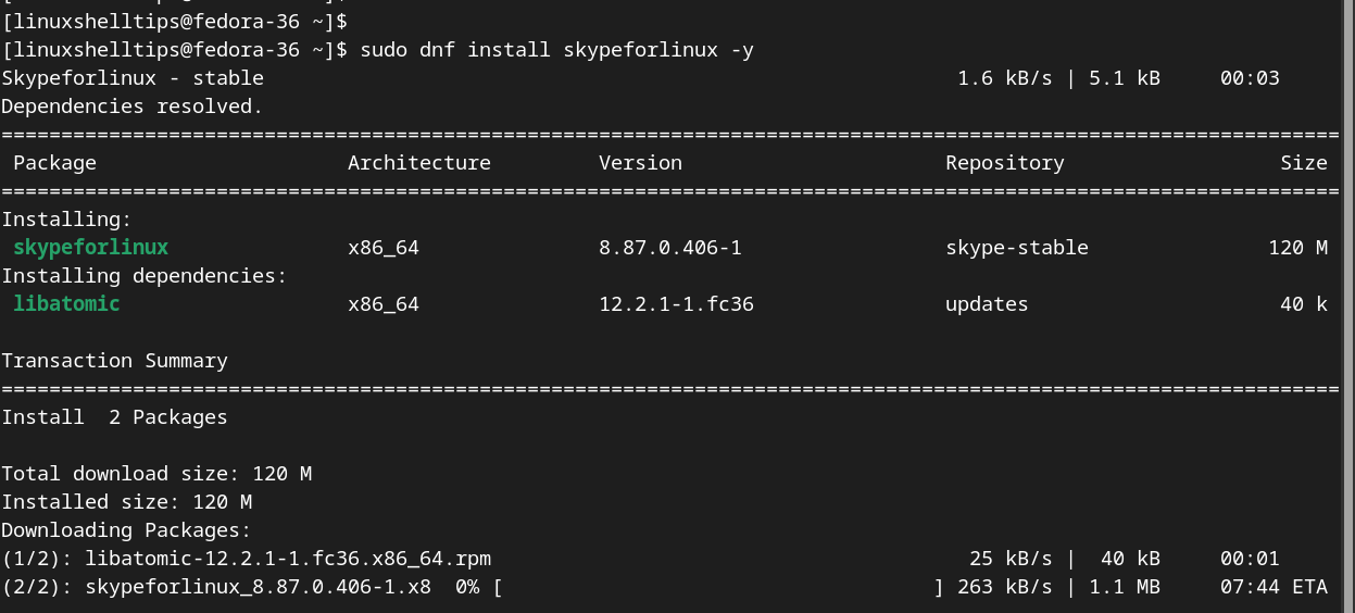 Install Skype in Fedora Using Repository