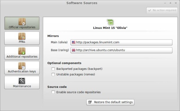Linux Mint Software Sources