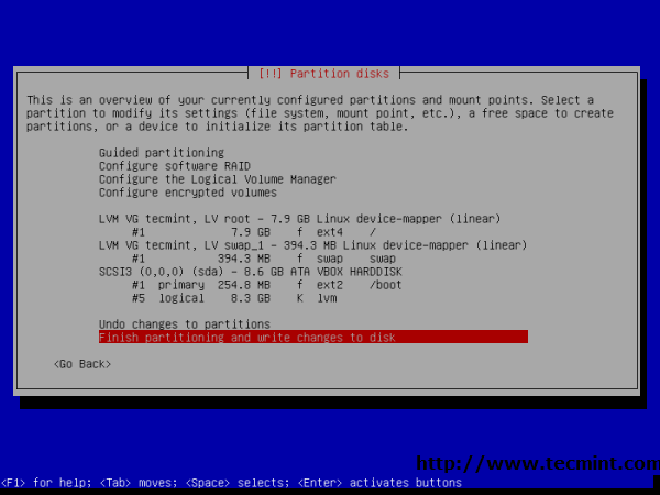 Debian 7.0 Finalizar el particionamiento