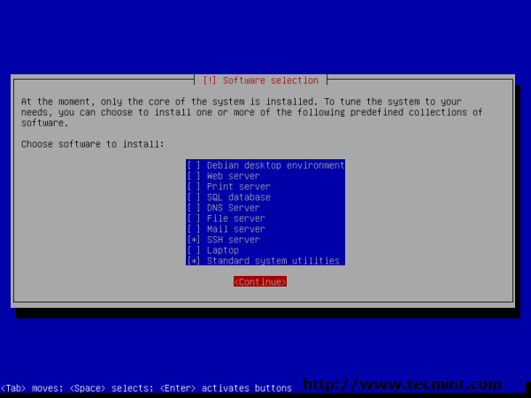Debian 7.0 Software Selection
