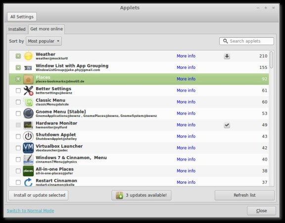 Download Applets. Themes, desklets