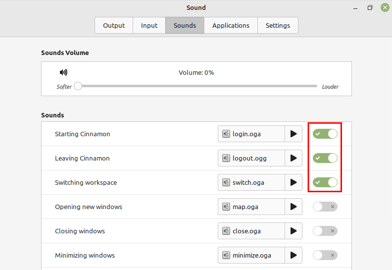 Disable Sounds in Linux Mint