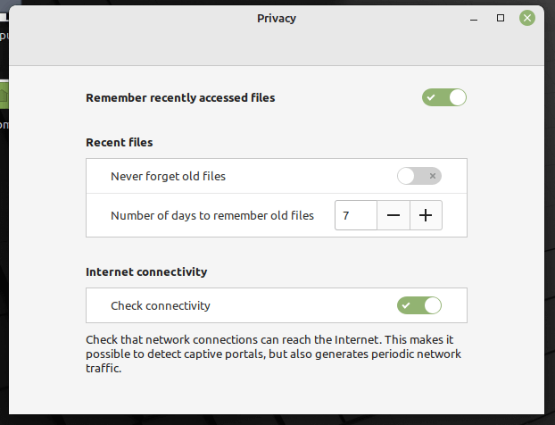 Linux Mint Privacy Settings