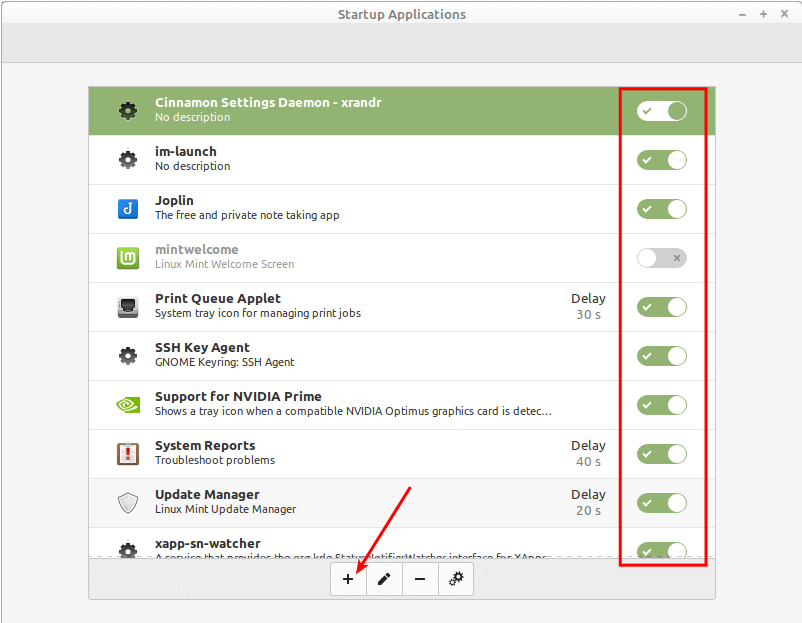 Linux Mint Startup Applications