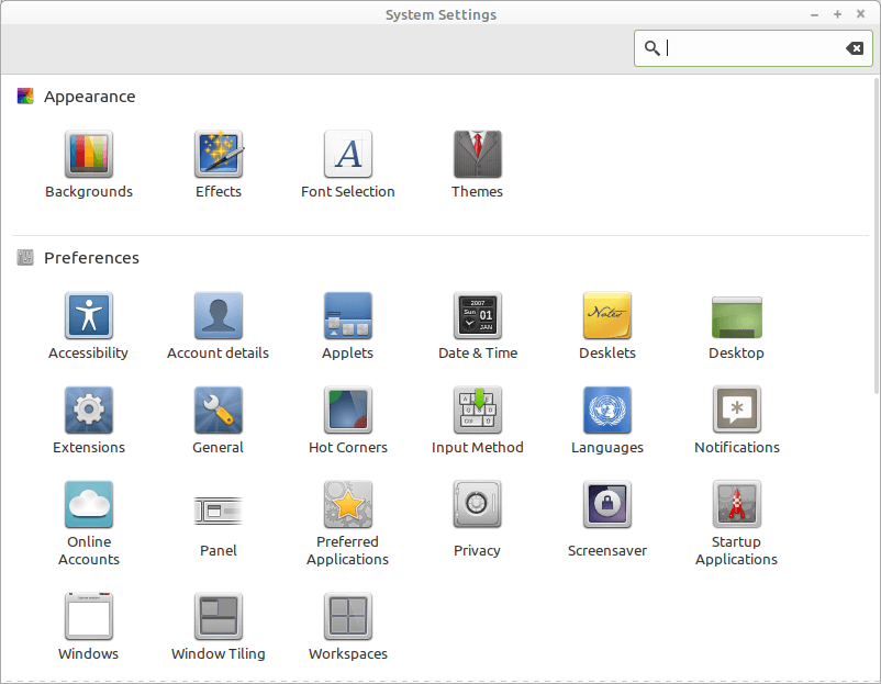 Linux Mint System Settings