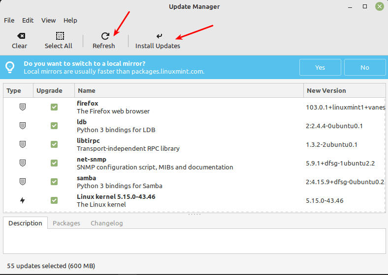 Linux Mint Update Manager