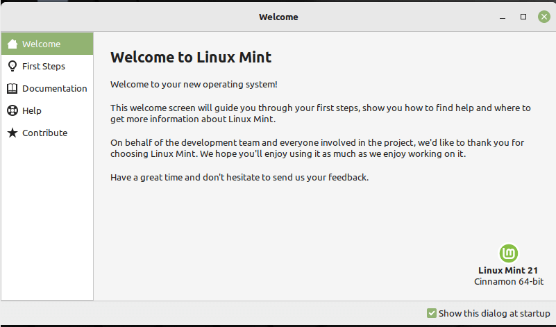 Linux Mint Welcome