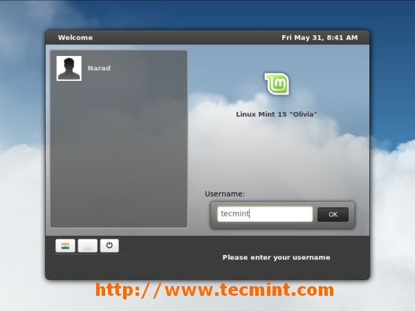 Linux Mint 15 Login Screen