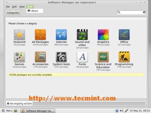 Administrador de software Linux Mint 15