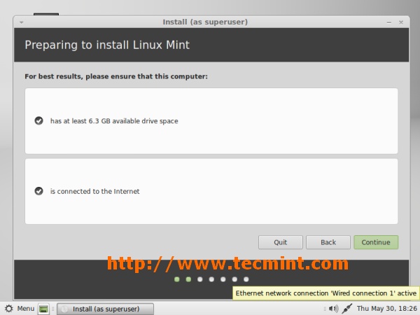 Preparing to install Linux Mint 15