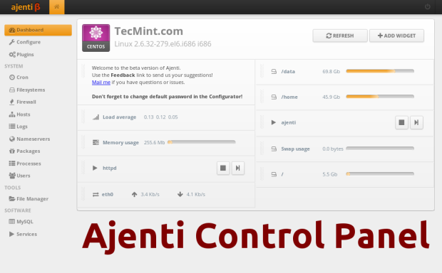 Install Ajenti Control Panel